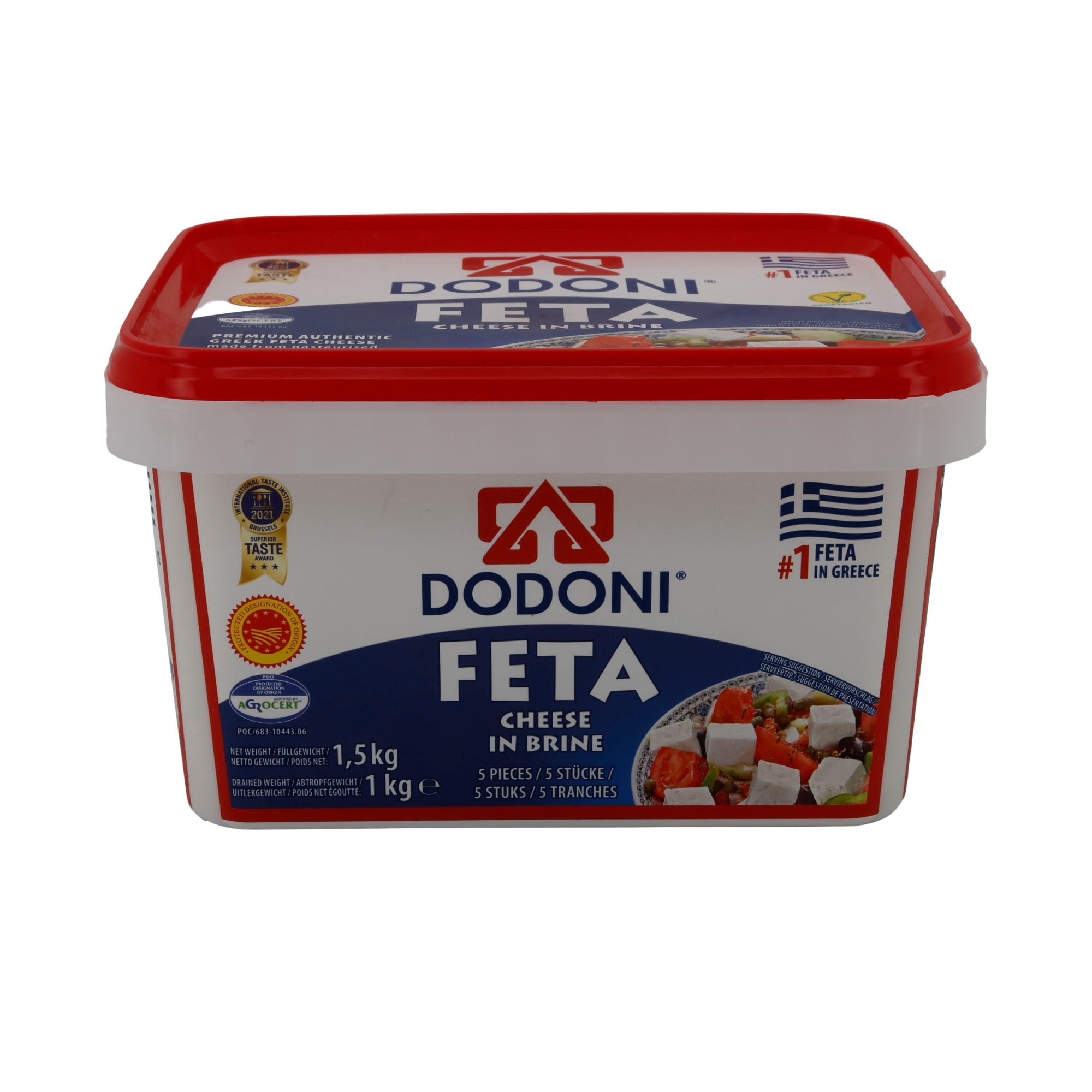 Fetakäse Dodoni Feta Käse | Käse | Premium griechischer Fetakäse in Salzlake g.U. | 1,5 kg DODONI